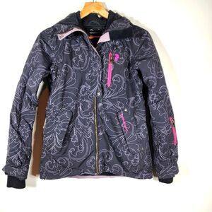 Women's Charcoal Floral Peak Performance 2 in 1 Winter Ski Jacket Size XS